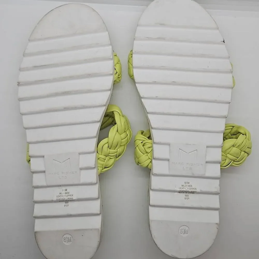 Lime Green Jaime Flat Marc Fisher Slip On Women Sandals Espadrille Size 8.5